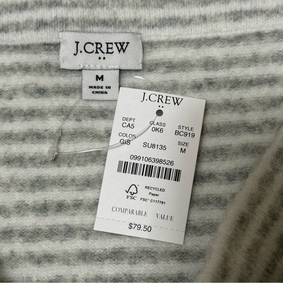 NWT J. Crew Striped Sweater Skirt in Soft Yarn Gray Ivory Size M - Picture 7 of 9